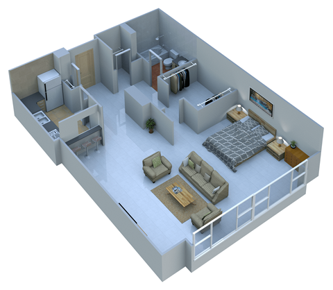 Floor plan for studio, 1 bath, 540 sqft